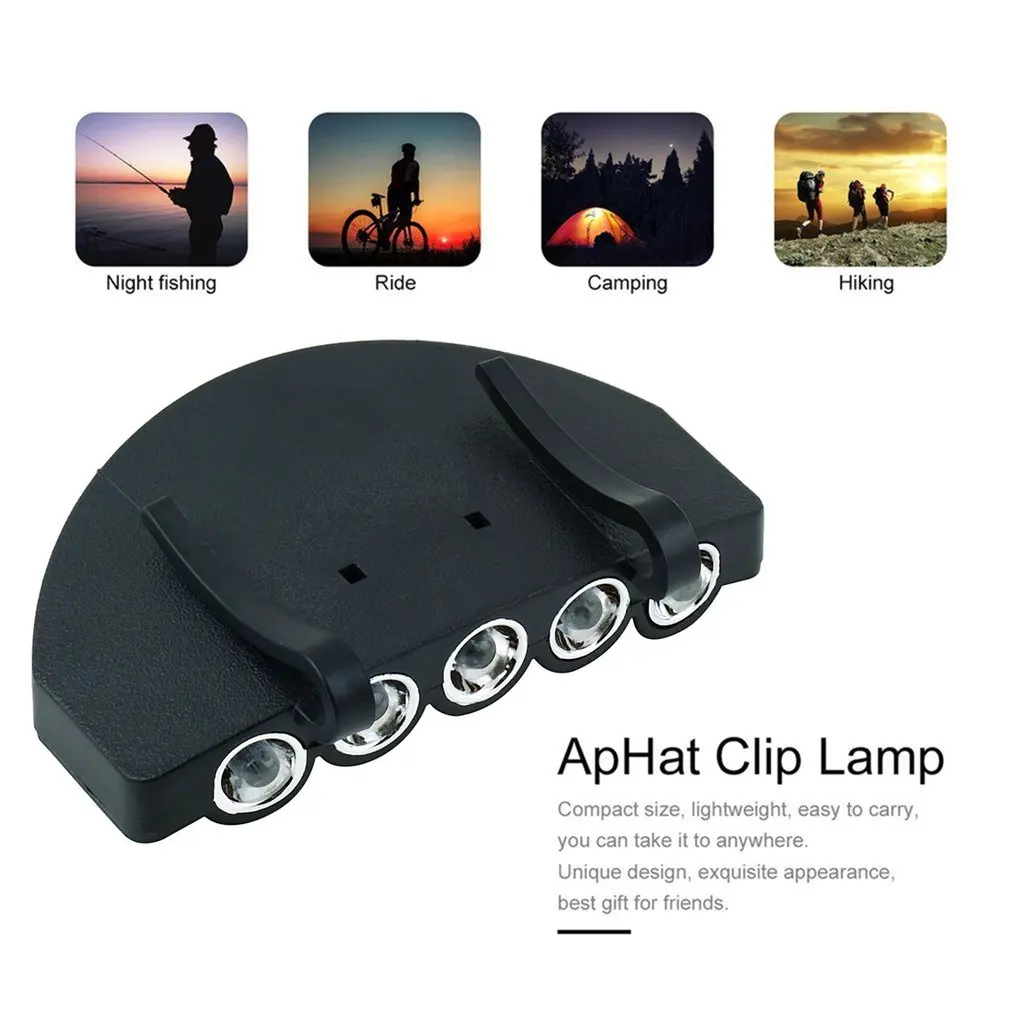 

Clip Cap Light Practical Head Lamp 5 LED Night Fishing Light Lamp Hat Light Cap For Camping Fishing Mini Flashlight Outdoor Ligh