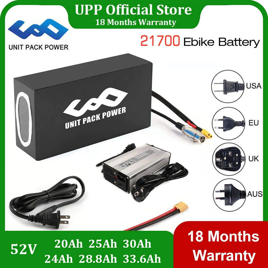 

52V 24Ah 28.8Ah 30Ah Electric eScooter Battery Pack 21700 Li-ion Bateria for Motorcycle/eBike 2000W 1500W 1000W 750W 500W Motor