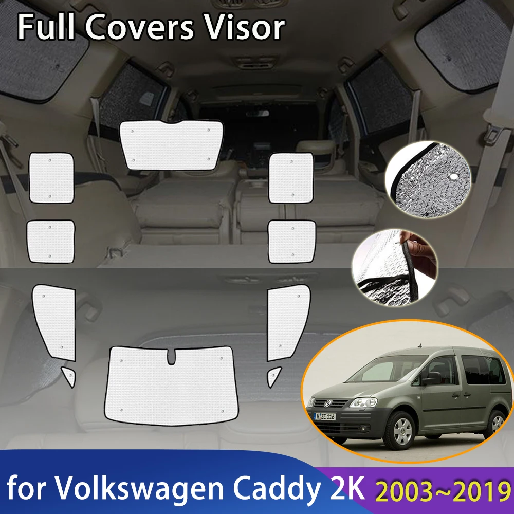 

Автомобильные солнцезащитные оттенки с полным покрытием для Volkswagen VW Caddy 2K 2016 2003 ~ 2019, аксессуары, чехол для лобового стекла с защитой от УФ-лучей, светоотражающие солнцезащитные козырьки