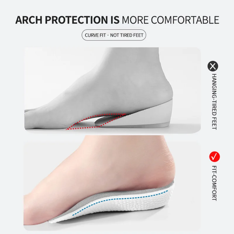 Arch Support Height Increase Insoles Light Weight Soft Elastic Lift for Men Women Shoes Pads Heighten Lift Heel 1.5/2.5/3.5 Cm