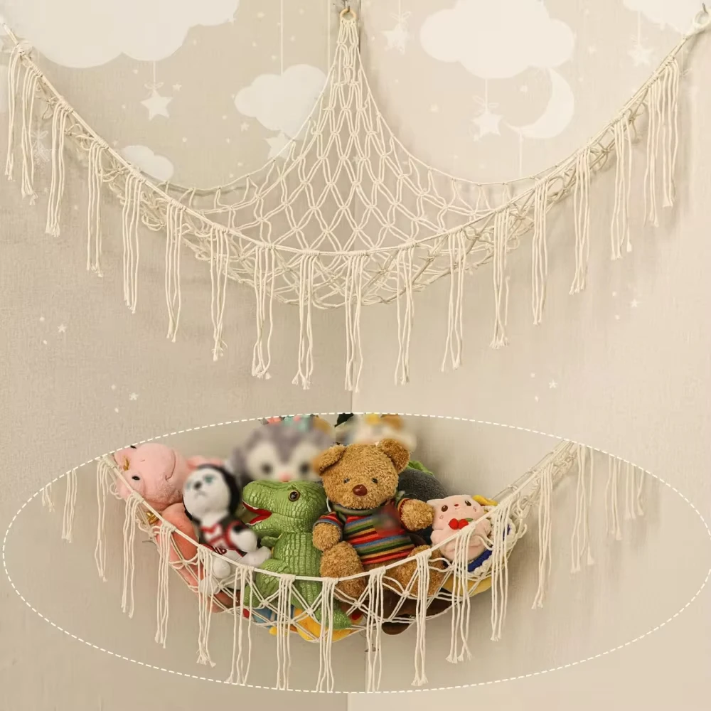 1pc Toy Hammocks Wall Corner Hanging Storage Net Bedroom Toy Doll