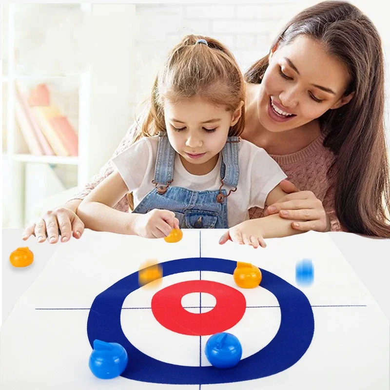 Giochi da tavolo divertenti per la famiglia per bambini e adulti: gioco di curling da tavolo con 8 rulli e dischi per mescolare! - immagine 2