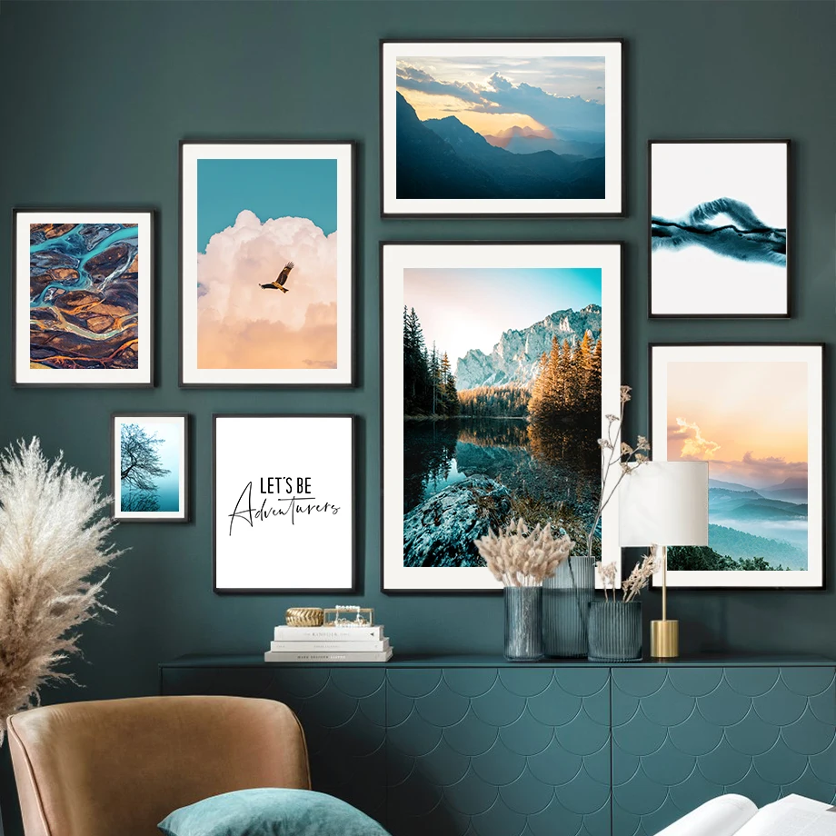 Настенные плакаты и принты Forest Hill Lake Sun Cloud Eagle, Картина на холсте, современные настенные картины в скандинавском стиле для гостиной, домашний декор