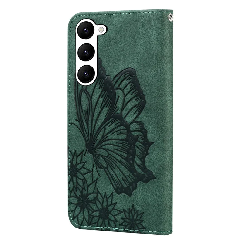 Elegant Butterfly Leather Phone Case with Card Holder and Wallet功能