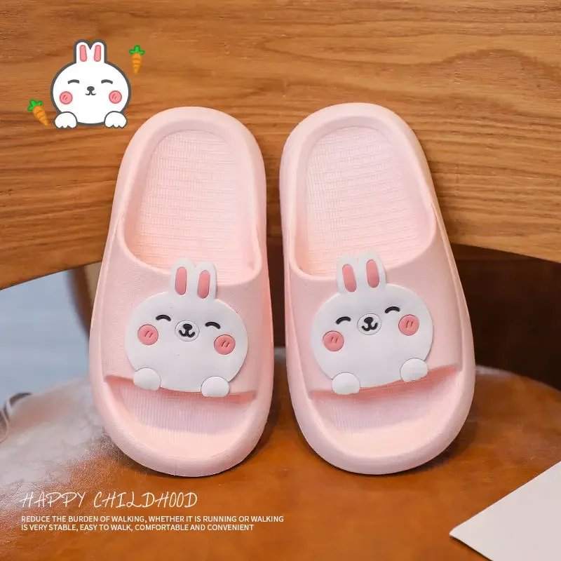 Pink Rabbit Children's Slippers Summer Non-slip Bath Cartoon Household Children Bunny Slipper Teenage Girls and Boys Slipper kids slippers summer slippers