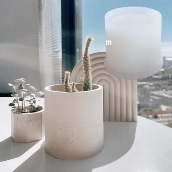 원통형 시멘트 화분 실리콘 몰드 테라조 콘크리트 라운드 대형 촛불 항아리 석고 몰드, DIY 석고 송진 펜꽂이