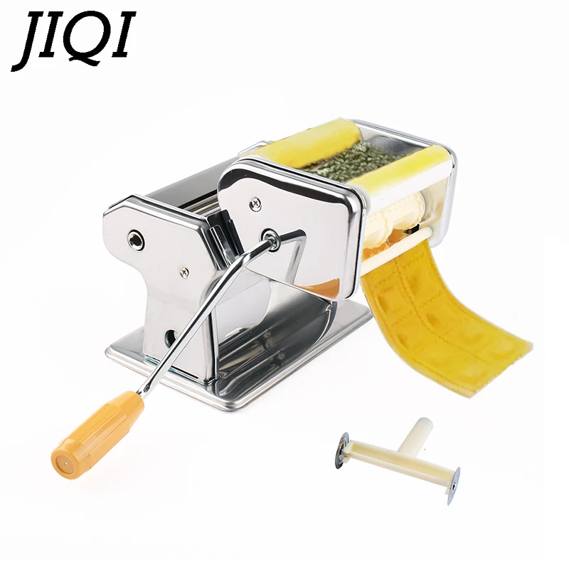 Hand Crank Pasta Maker 2 Blades Stainless Steel Manual Dumpling Noodle Making Machine Pressing Spaghetti Cutter Dough Hanger