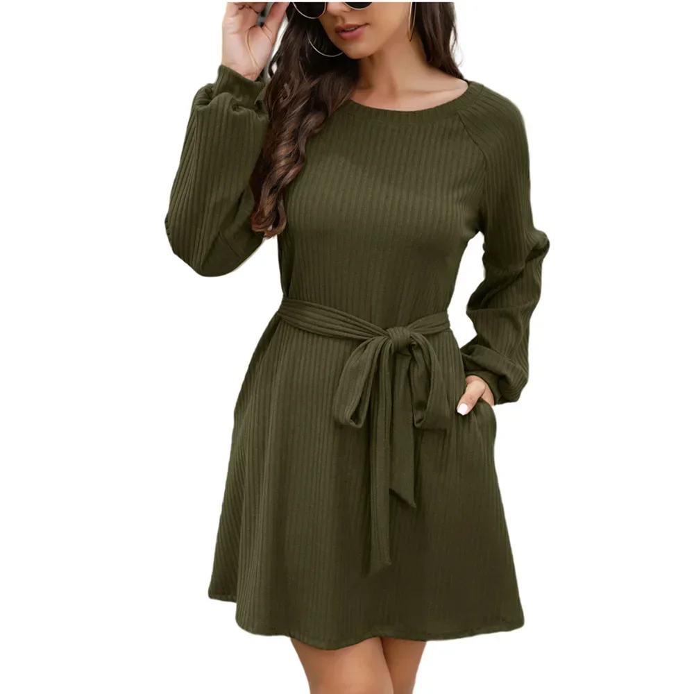 

2022 Pregnant Women's New Autumn Women's Pit Strip Long Sleeve Dress GRAY22
