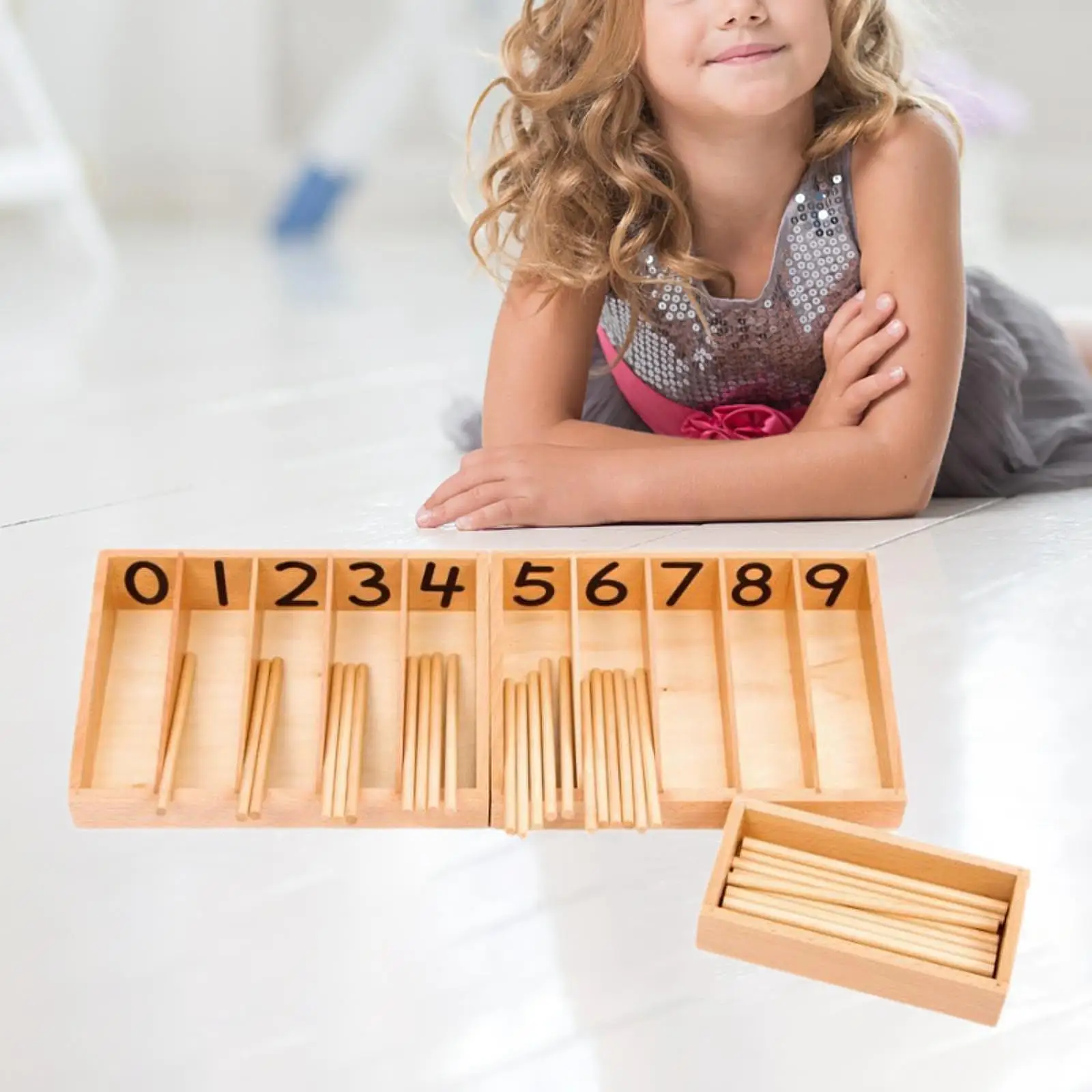 Montessori Spindle Box Preschool Math Material for Baby 3 Years Old Children