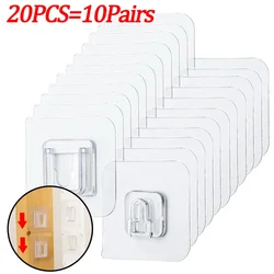 Transparent Double-Sided Adhesive Wall Hooks for Kitchen and Bathroom Storage (20PCS(10Pairs))