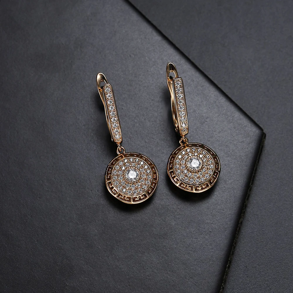 

Exquisite Shiny Natural Zircon Pendant Earrings, Copper Jewelry, Noble and Elegant Gift for Your Lover or Girlfriend