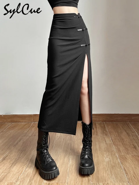 Stride into style with the Nibber Black Sexy Split Skirt. 1
