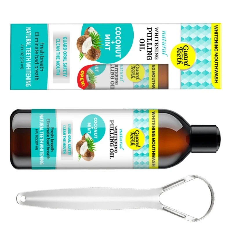 Oils Pulling with Vitamin Oils Pulling Mouthwash Tongue Scraper