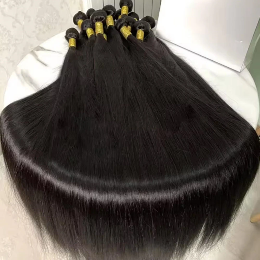 Extension di Capelli Umani Lisci, Ciocche di Capelli Vergini Brasiliani Neri Naturali per Donne, 20 22 24 Pollici - immagine 6