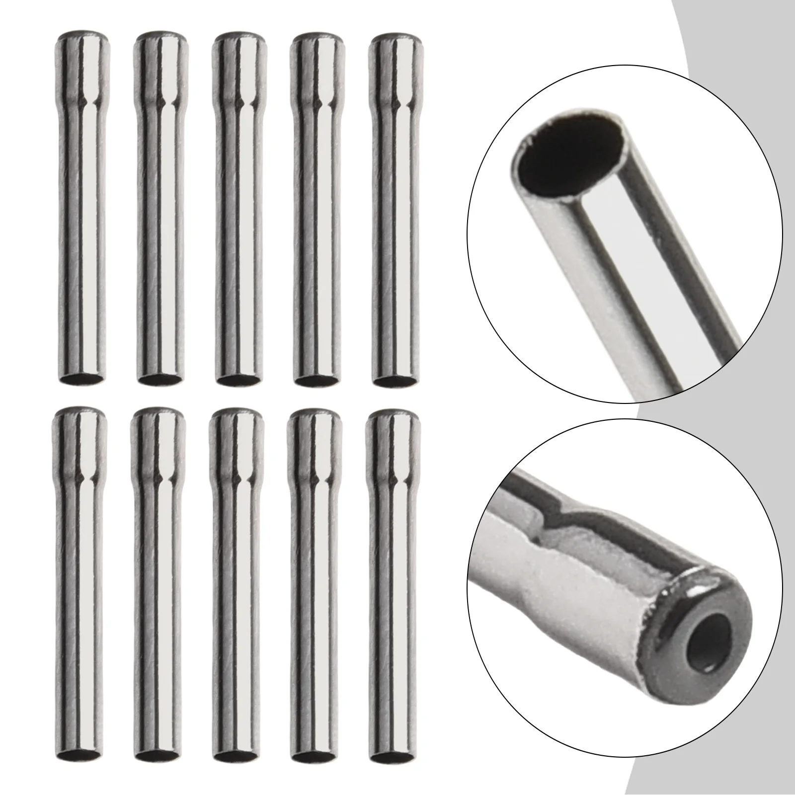Fishing Rod Tip Guide 1.2mm~2.1mm 10pcs Fishing Gear Accessories Hollow Parts Repair Rod Silver Stainless Steel Tip