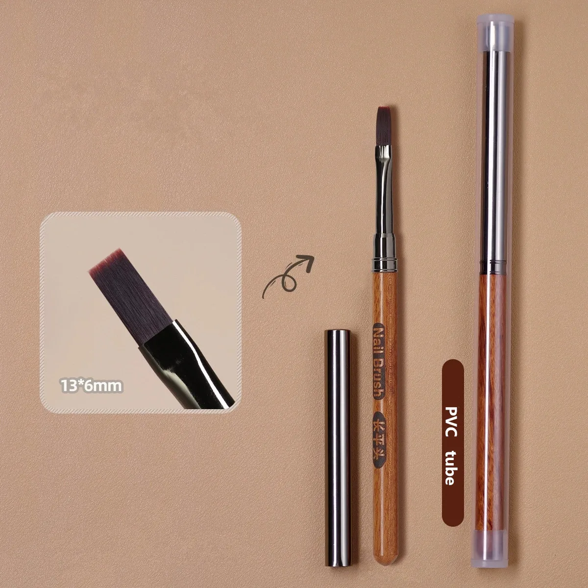 1PC Sandalwood Gel Painting Brush Nail Art For Gel Tip Extension Acrylic Builder Accessory Nail Art Brushes 4