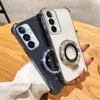 Transparent Plating Stand Phone Case For Samsung Galaxy S21 S22 Plus S23 S24 FE S24 Ultra S20FE Shockproof Soft Silicone Cover 1