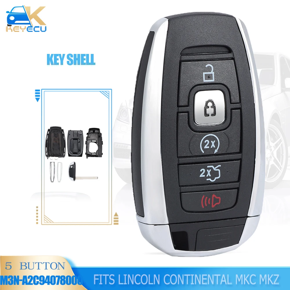 

KEYECU Smart Remote Key Shell Fob for 2017 2018 2019 2020 Lincoln Continental MKC MKZ Navigator