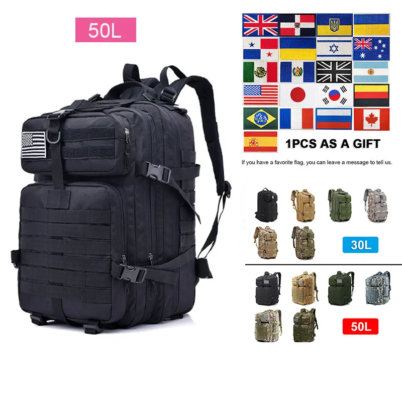

Многофункциональный военный рюкзак 30 л или 50 л, вместительные туристические принадлежности для кемпинга, Мужская Спортивная дорожная сумка для треккинга, скалолазания
