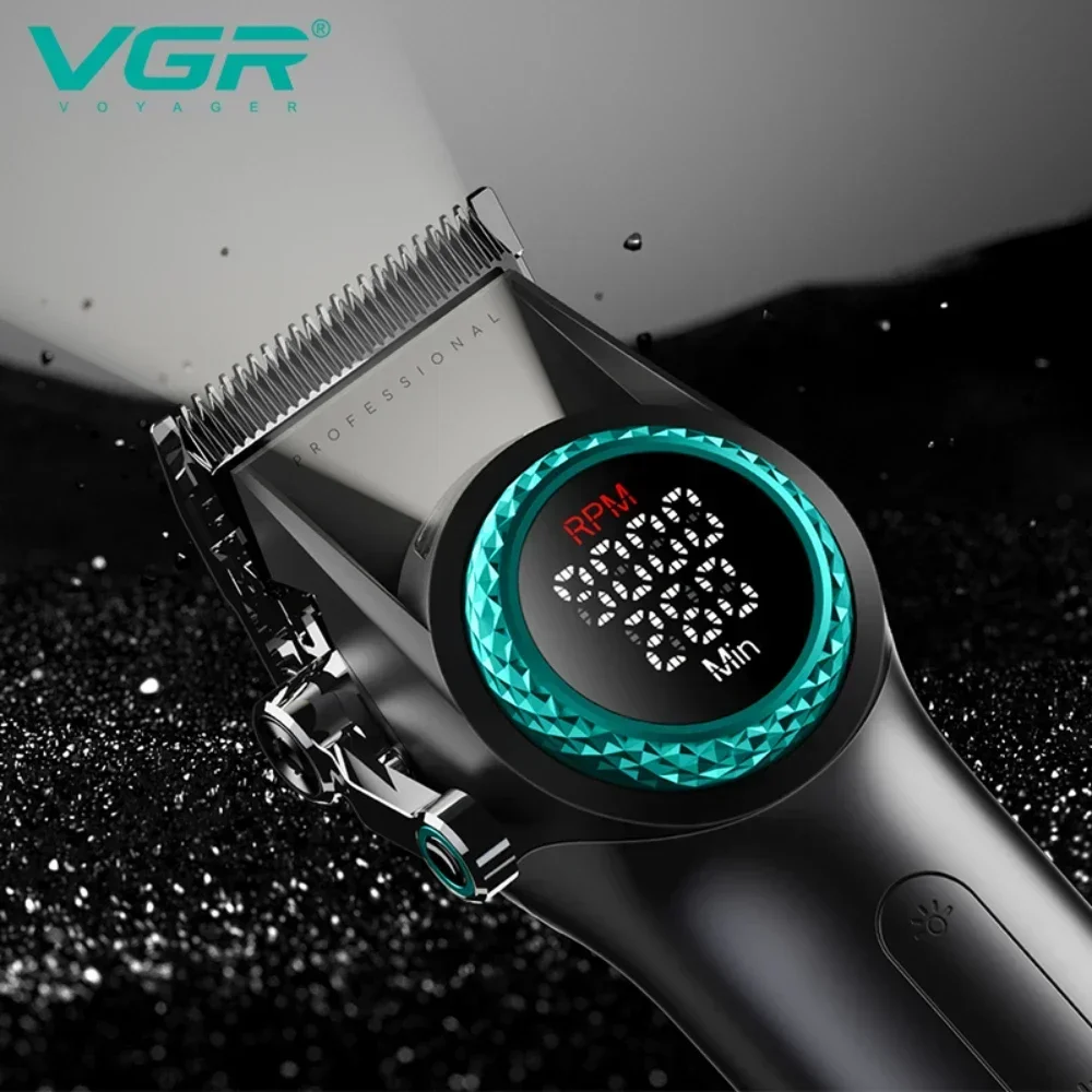 VGR Hair Trimmers Professional Hair Clippers 9000 RPM Machine Brushless Motor Metal Trimmers Electric Trimmer for Men V-001