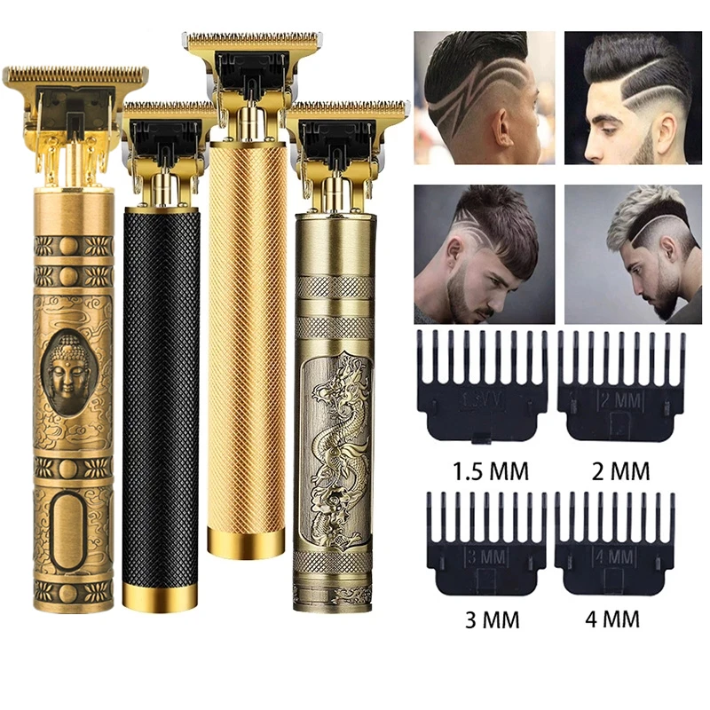 

2022 Vintage T9 0MM Electric Cordless Clipper Hair Cutting Machine Professional Barber Hair Trimmer for Men Shaver Beard Lighter