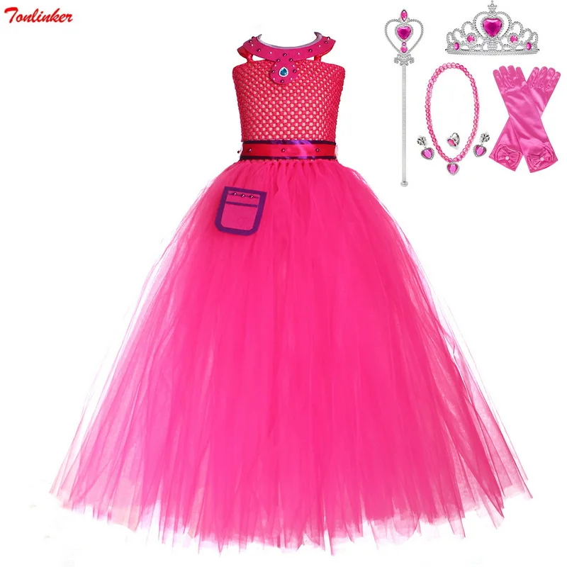 

Girls Ball Gown Roseo Crochet Tulle Strap Dress Children Halloween Birthday Christmas Carnival New Year Party Princess Costume