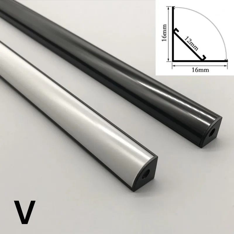 LED Aluminum Profile 2-30 Pieces/Pack Black Cover 0.5m/Piece U/V Shape Suitable For 8-12mm LED Light Strip Housing Channel led light led aluminum channel