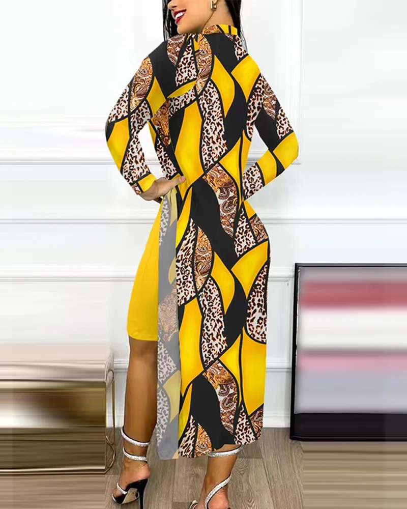 Sbf6b21163b4a4014a5e532fda033d76eR Fashion Long Sleeve Office Bodycon Midi Dress Women, Autumn Bilayer Print Elegant Party Ladies Dresses For Women Mallzona