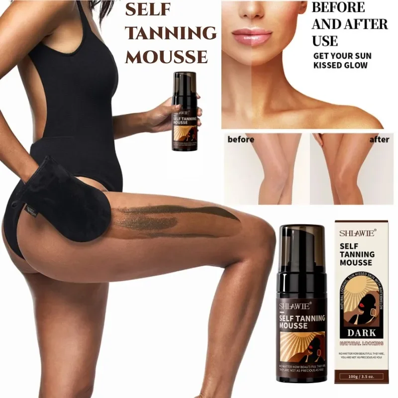 Self Tanning Mousse for Body Beach Outdoor Sunless Bronzer Spray Tan Tanning Enhancer Body Natural Tan Cream Self Tanner Care 50g tanning cream gel face body bronzer sunless self tanner cream natural glow soft brown lotion beach care products women men