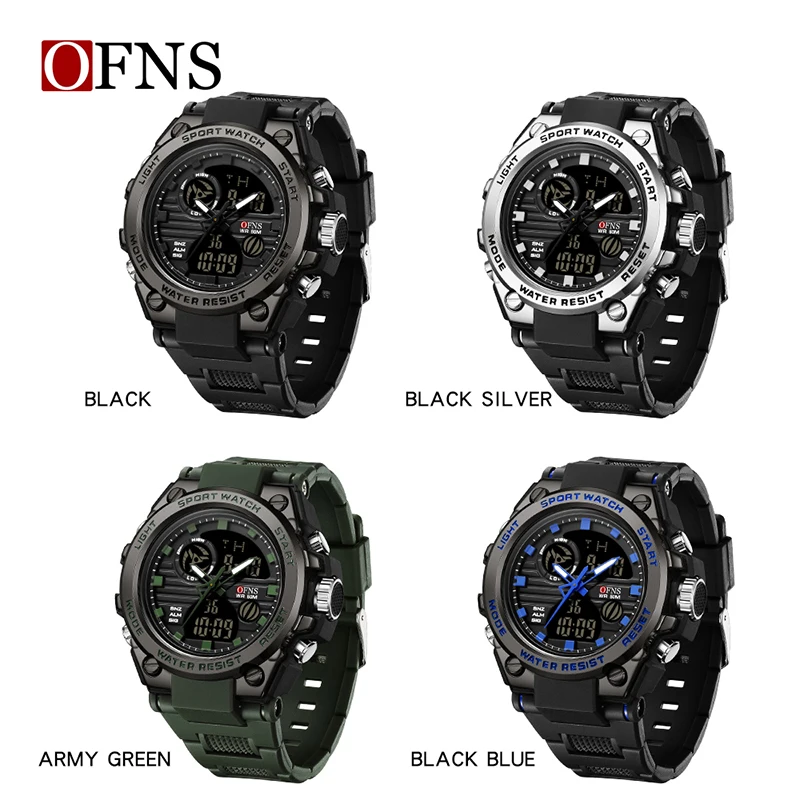 Premium Men's Digital Sports Watch - Waterproof, Shockproof, Army Style