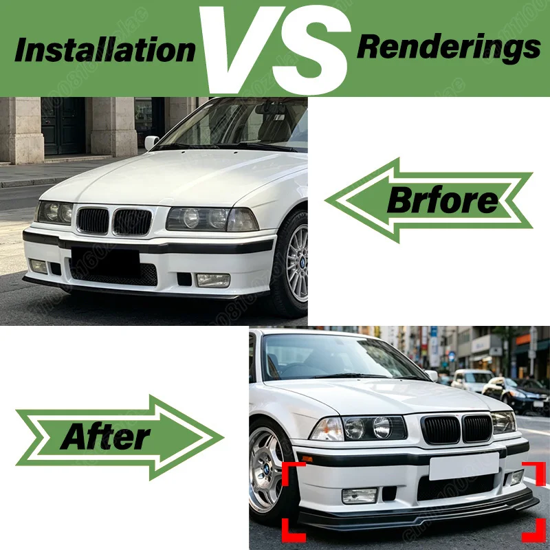 BMW E36 M3 1991 1992 1993 1994 1995 1996 1997 1998 자동차 프론트 범퍼 립 스포츠 레이싱 프론트 턱 스포일러 바디 키트