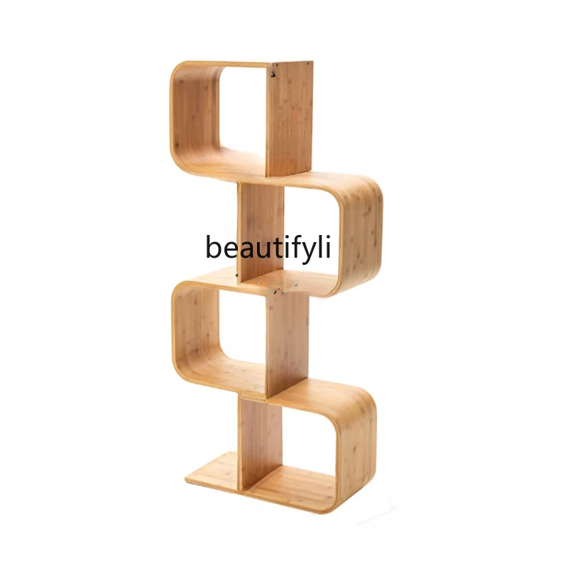 

zq Simple Bookshelf Floor Large Capacity Vertical Creative Solid Wood Storage Rack