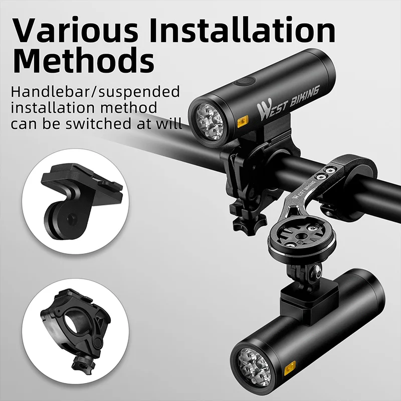 WEST BIKING 2000 Lumen Bicycle Headlight IPX6 Waterproof Type-C Charging Bike Front Light MTB Road Bike Light Cycling Flashlight