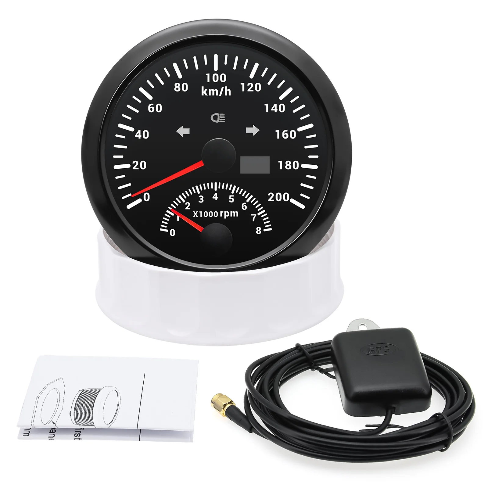 120KMH 200KMH GPS Speedometer Gauge + Tachometer 8000 RPM 85mm Dual Gauge Odometer GPS Antenna Turn Light Auto Yacht 9-32V speed meter,speed gauges,engine tachometer hour meter