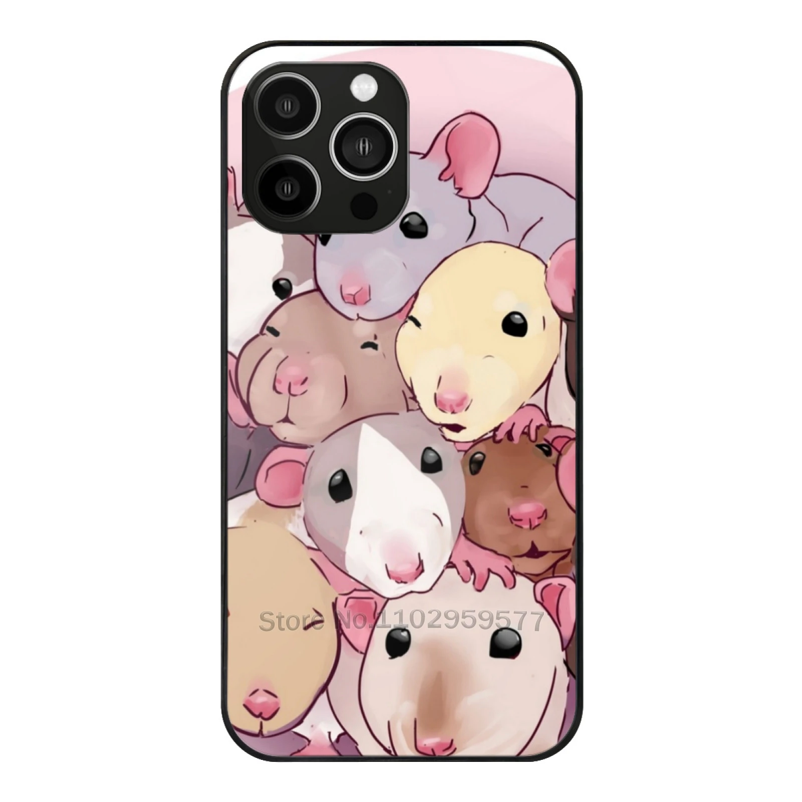 

Rat Pile Phone Case Tempered Glass For Iphone 15 14 13 11 12 Pro 8 7 Plus X Xr Xs Covers Rat Rat Art Rat Design Pet Rat Rat