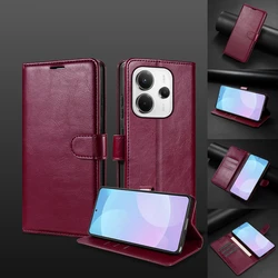 Magnetic Flip Leather Wallet Case with Kickstand and Shockproof Protection for Redmi 9C NFC (Wine red)
