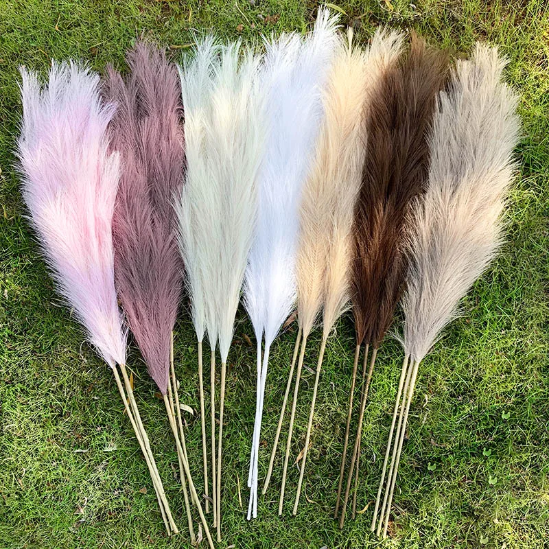 1Pcs Artificial Pampas Grass Home Room Decor Simulation Reed Flower Bouquet DIY Wedding Decoration Birthday Party Supplies