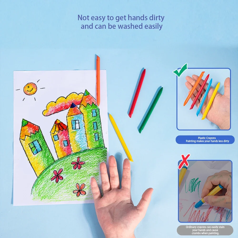 Deli 12/24/36 Colors Plastic Crayon Erasable Wax Crayons Washable Coloring Pencil Non-toxic Easy Clean Painting for Kids Gift colored crayons color pencils children painting supplies
