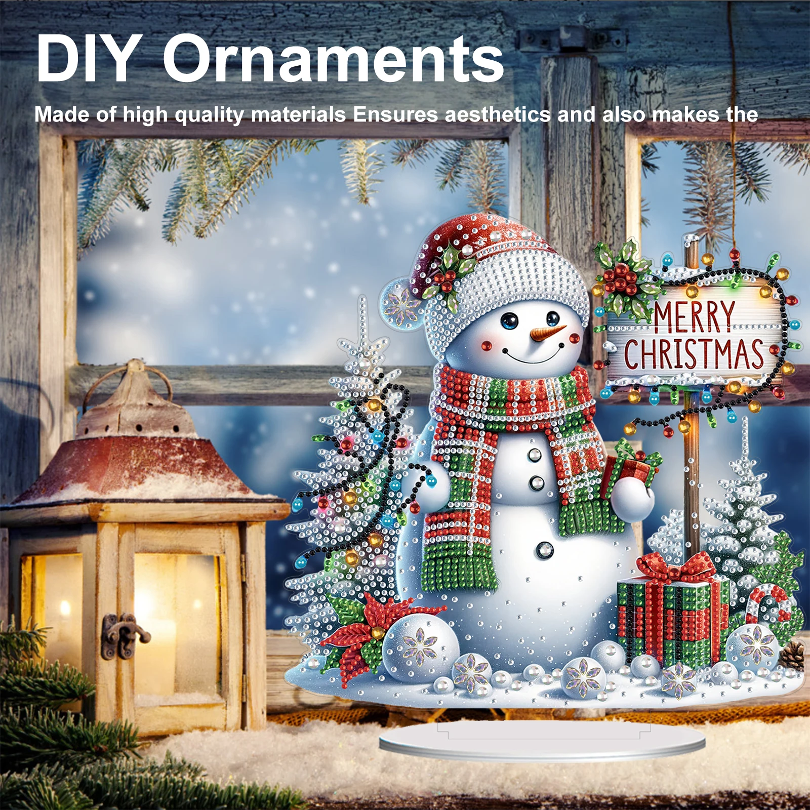 2D Flat Christmas DIY Diamond Painting Tabletop Ornaments Kit Desktop Diamond Art Kits 5D DIY Diamond Art Tabletop Decorations
