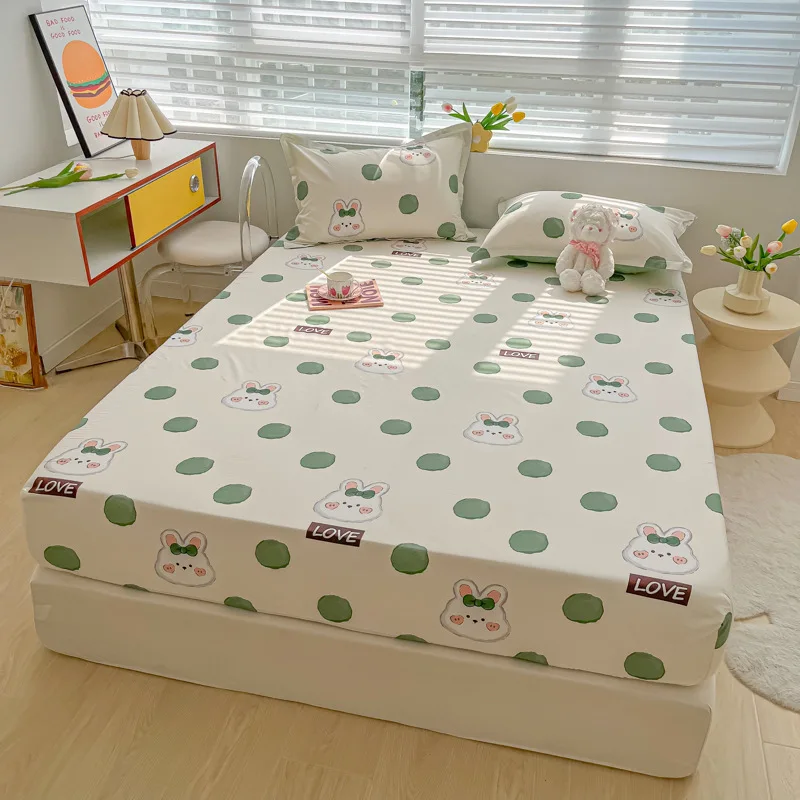 

Minimalist Printed Single Piece Small and Fresh All Cotton Bed Sheet Dormitory Dustproof Bed Sheet Mattress Protective Cover