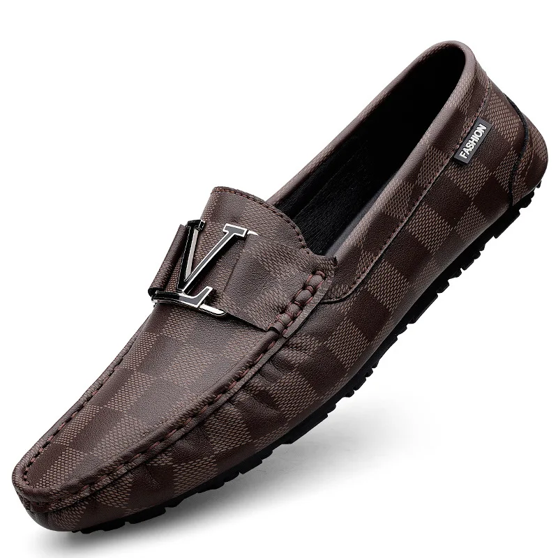 

High Quality Genuine Leather Men's Casual Shoes Brand Cowhide Leather Shoes Crocodile Pattern Loafers Ladies Moccasin Flat Shoes
