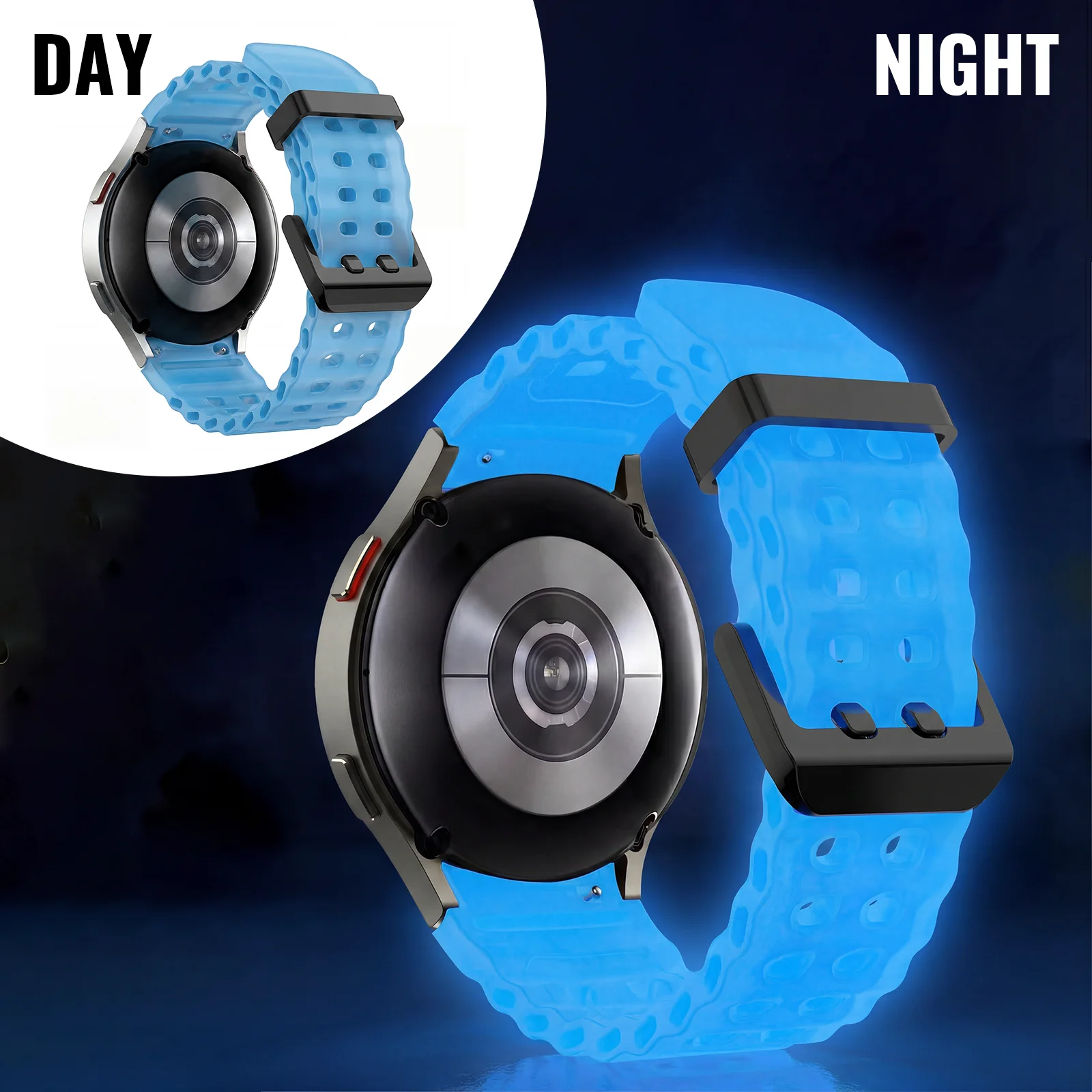 Ocean Element Luminous Silicone Sports Watch Band - Unisex Replacement Wristband