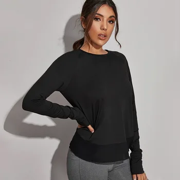 Women Yoga Shirt Fitness Sexy Sports Gym Crop Top Running Long Sleeve Blouse Winter T-Shirt Workout Sportswear 1