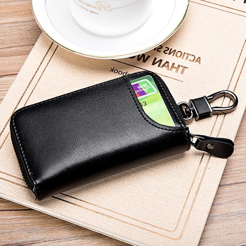 Genuine Leather KeyChain Unisex Key Bag Multifunction Organizer Wallet Holder Smart Housekeeper Car Small Key Case Keys Pouch