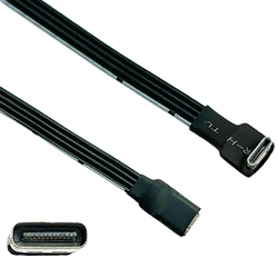 Angled USB - C Male to Female Charging & Data Transfer Cable - Flat Design, 480Mbps Speed - 0.3m (Elbow)