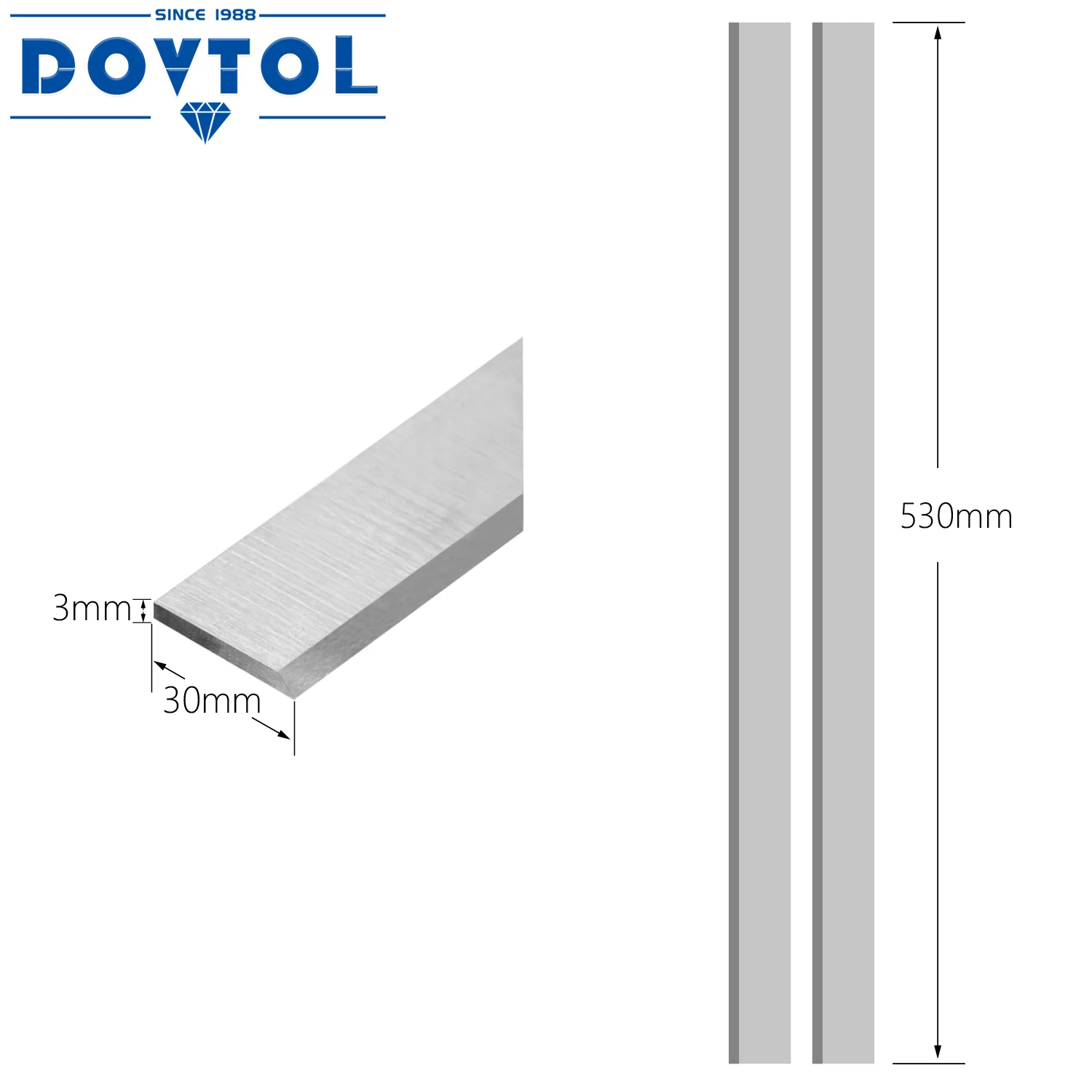 Planer Blades Knives 530x30x3mm HSS Industrial Planer and Jointer Blades Knives Replacement for all 530mm Thickness 2pcs