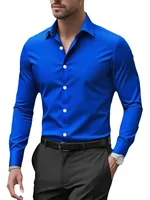 Chemise habillée homme infroissable à manches longues coupe ajustée, respirante, pour affaires, décontractée ou formelle, idéale pour mariage et fête 4