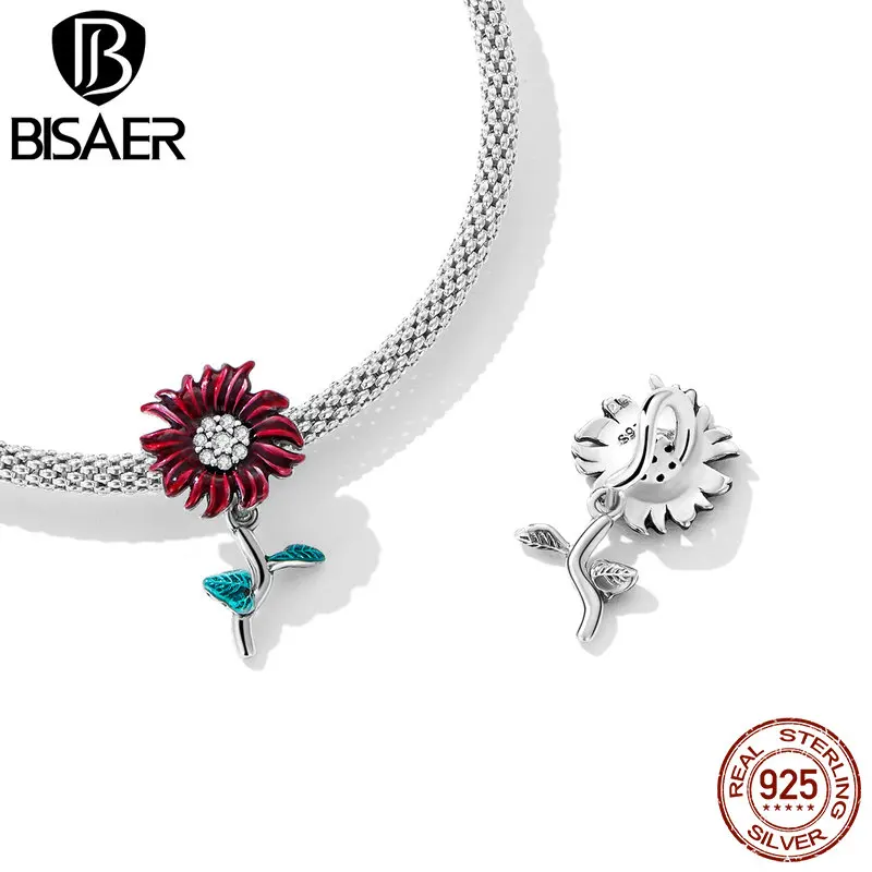 BISAER  참, 행운의 데이지 플라워 펜던트, 엘프 펜던트, 꿀벌 비즈 핏, DIY 팔찌 목걸이 만들기, 쥬얼리 선물