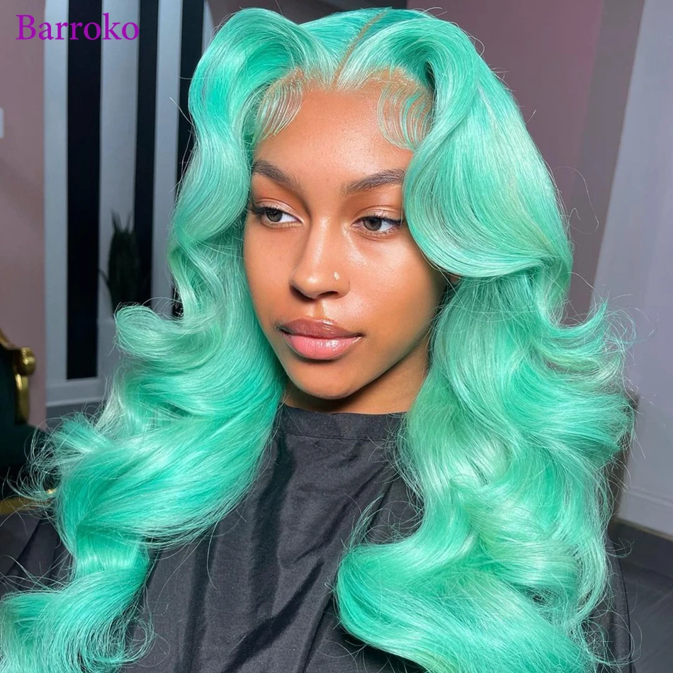 

Barroko Lack Green Colored Body Wave Wigs 5x5 4x4 Wear Go Front Lace Human Hair Wigs Peruvian Virgin Hair Pre Plucked For Women