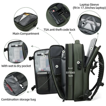 Men Travel Backpack 17 inch vacuum compression Laptop Backpack 2